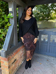 Chocolate Floral Mesh Skirt Nina