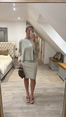 Stone Stud Detail Two Piece Skirt Set Wilma