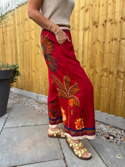 Red Tropical Print Trousers Maya