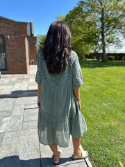 Khaki Broderie Bardot Dress Orla