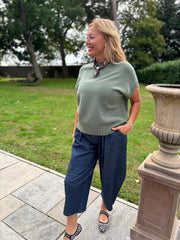 Khaki Ribbed Detail Knit Petra