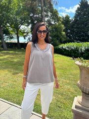 Mocha Floral Mesh Bubble Cotton Top Robin