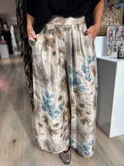 Stone Shimmer Floral Trousers Adele