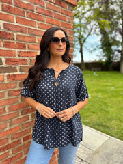 Navy Polka Dot Top Everly