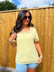 Lemon Lace Trim Tee Carla