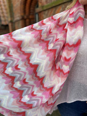 Lipstick Watercolour Zig Zag Scarf
