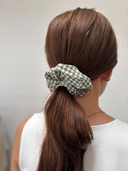 Khaki Dogtooth Pattern Scrunchie