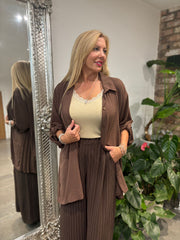 Chocolate Back Pleat Blouse Jackie