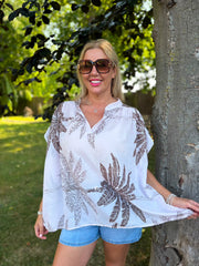 White Palm Leaf Top Millie