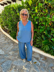 Denim Textured Vest Top Kaylee