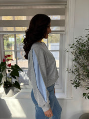 Grey Striped Sleeve Sweatshirt Skye