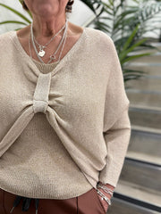 Gold Gathered Shimmer Knit Cheryl