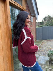 Wine Blanket Stitch Two Piece Knit Leanne