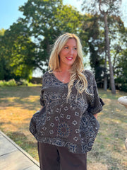 Chocolate Bubble Cotton Paisley Top Kimberly