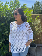 White Wave Open Knit Jumper Marian