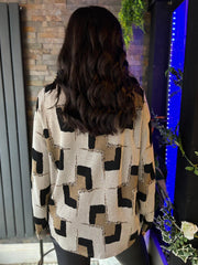 Stone Shimmer Block Print Top Eve