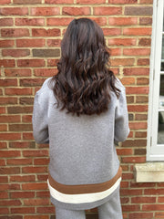 Grey Striped Trim Knit Ophelia