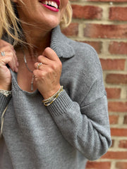 Grey Open Collar Jumper Rhea