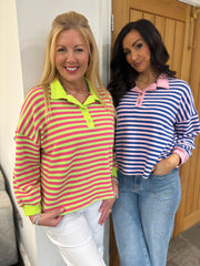 Lipstick & Lime Collared Sweat Top Naomi