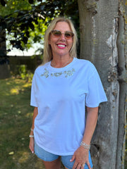 White Embellished Floral Tee Riley
