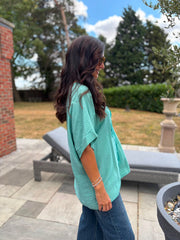 Mint Embroidered Floral Top Frankie