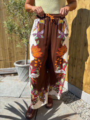 Chocolate Botanical Border Trousers Gemma