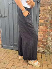 Black Pinstripe Pull on Trousers Tanya