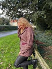 Wine Checked Blazer Sara