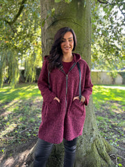 Wine Hooded Coat Stella