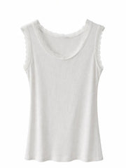 White Ribbed Lace Vest Trina
