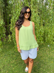 Lime Bubble Cotton Crochet Strap Vest Penny