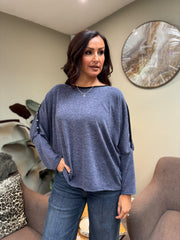 Denim Diamante Trim Knit Orla