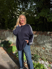 Navy Designer Inspired Stripe Knit Yvonne