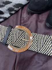 Black Weave Chain Buckle Belt