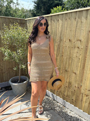 Mocha Shimmer Knit Dress Dora