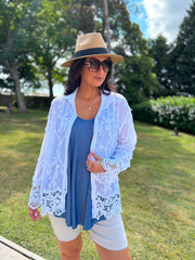 White Textured Lace Hem Shirt Dina