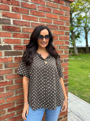 Chocolate Polka Dot Top Everly