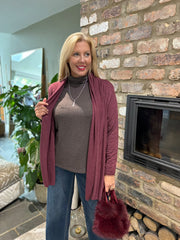Wine Soft Drape Cardi Flora