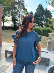 Navy Ruffle Top Maisie
