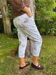 White Floral Printed Trousers