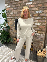 Stone Textured Rib Drawstring Trousers Mia