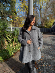 Grey Brushed Wool Coat Bridget