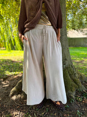 Stone Wide Leg Pull on Silvia Trousers