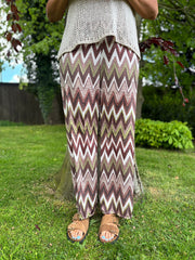 Khaki Zig Zag Wide Leg Trousers