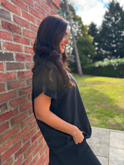 Black Mesh Detail Top Parker