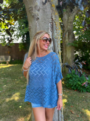 Denim Abstract Pattern Knit Tori