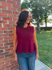Wine Tie Detail Knitted Tank Lola