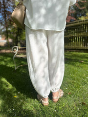 White Sparkle Cuffed Trousers Rhoda