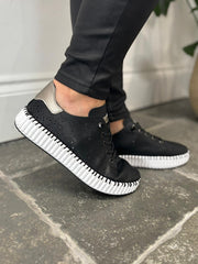 Black Pierced Slip On Trainers