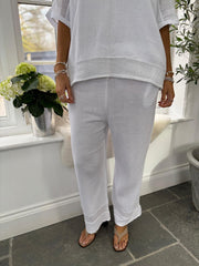 White Bubble Cotton Trouser Set Hayley